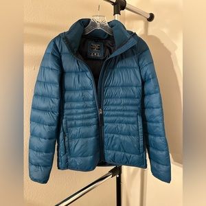 Abercrombie and Fitch Teal Puffer Jacket with Removable Hood - XS